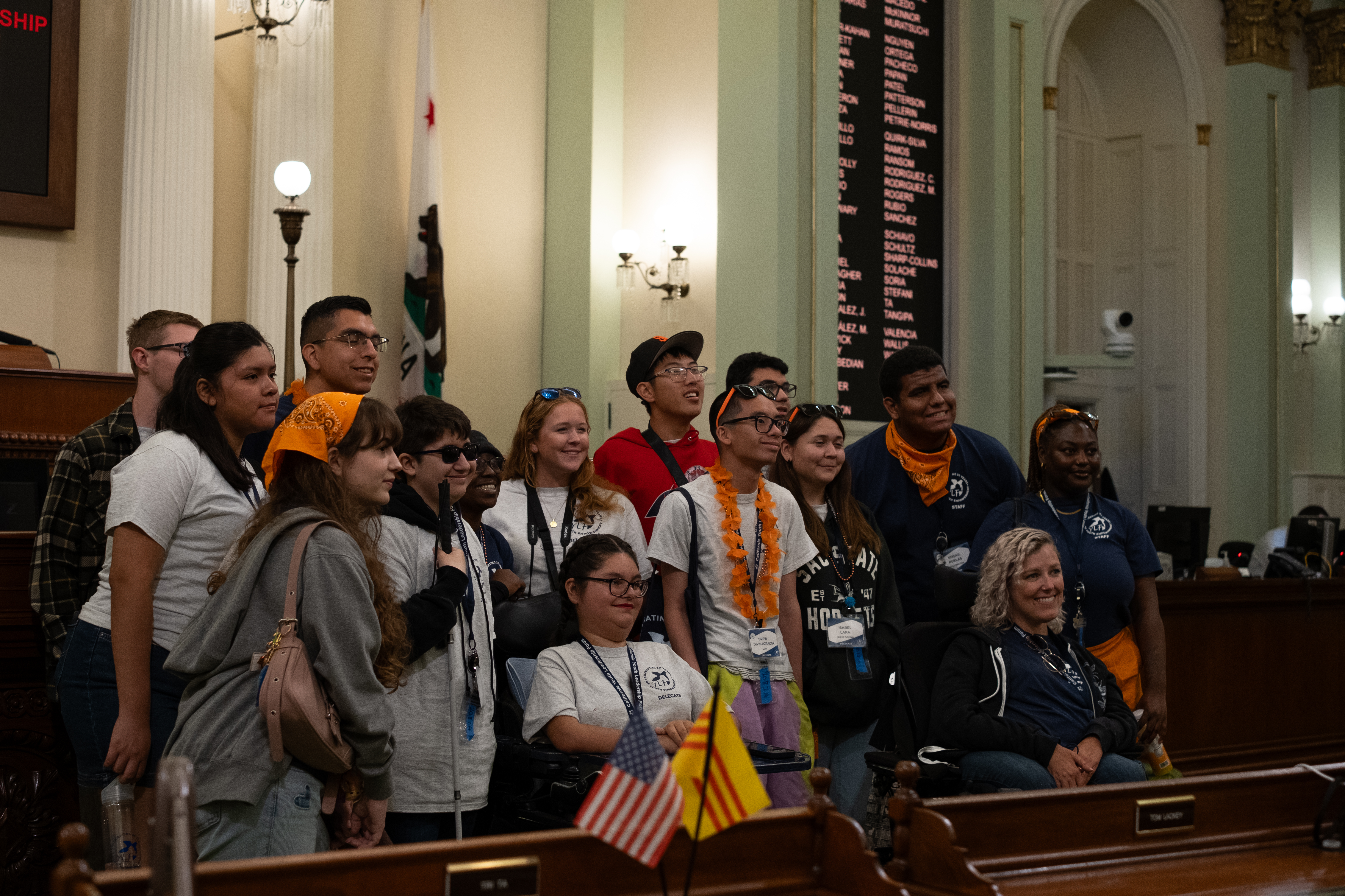 YLF Delegates and Staff captured in a photo on the state assembly floor